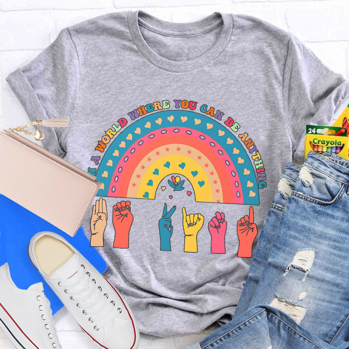 In A World Where You Can Be Anything Be Kind Rainbow T-Shirt