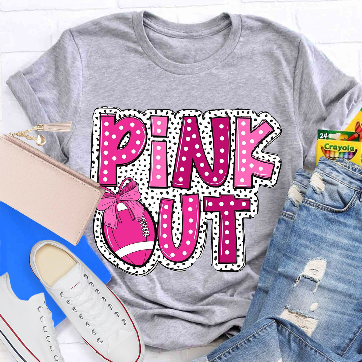 Pink Out Football  T-Shirt