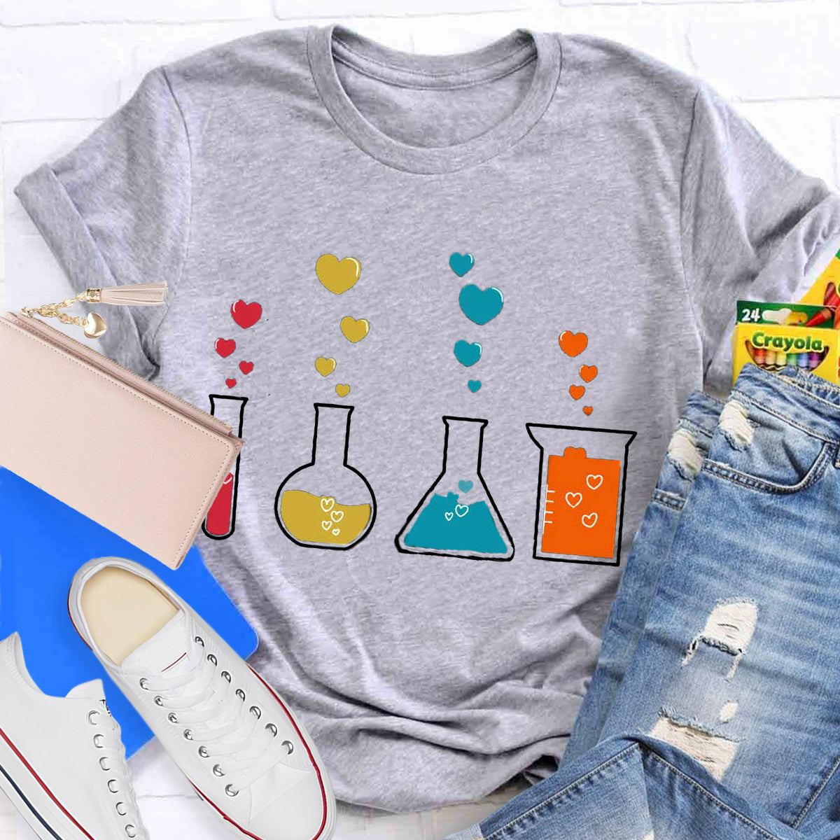 Cute Chemistry Hearts Teacher T-Shirt