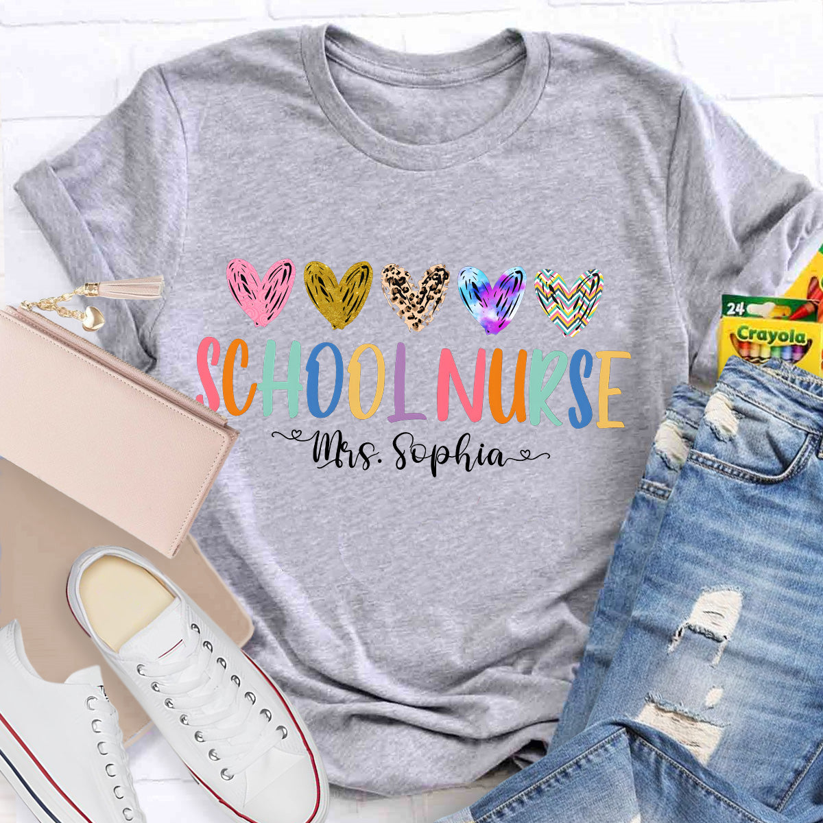 Personalized Name School Nurse  Teacher T-Shirt