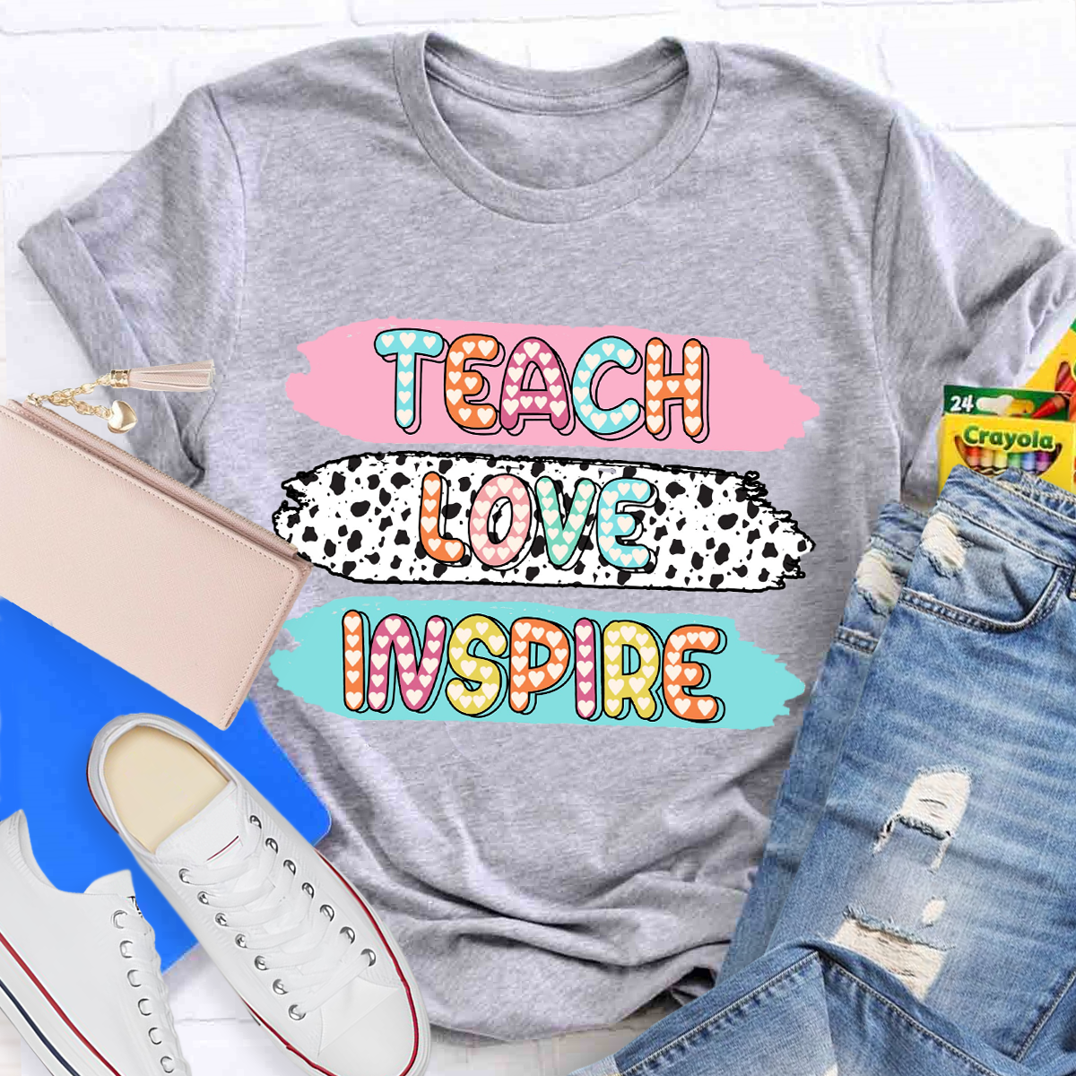 Teach Love Inspire Dot Light Teacher T-Shirt