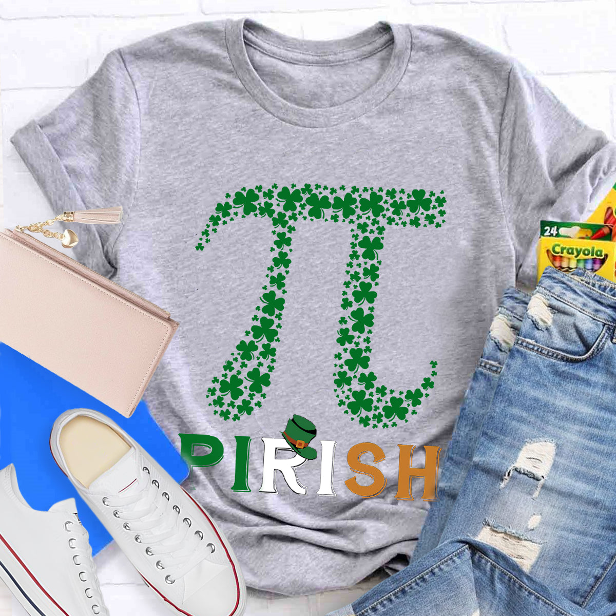 Pirish Pi Irish Shamrock Math St Patrick's Day T-Shirt