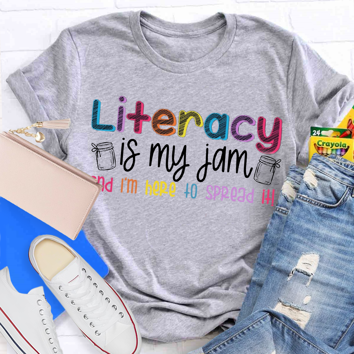 Literacy Is My Jam And I'm Here To Spread It Teacher T-Shirt