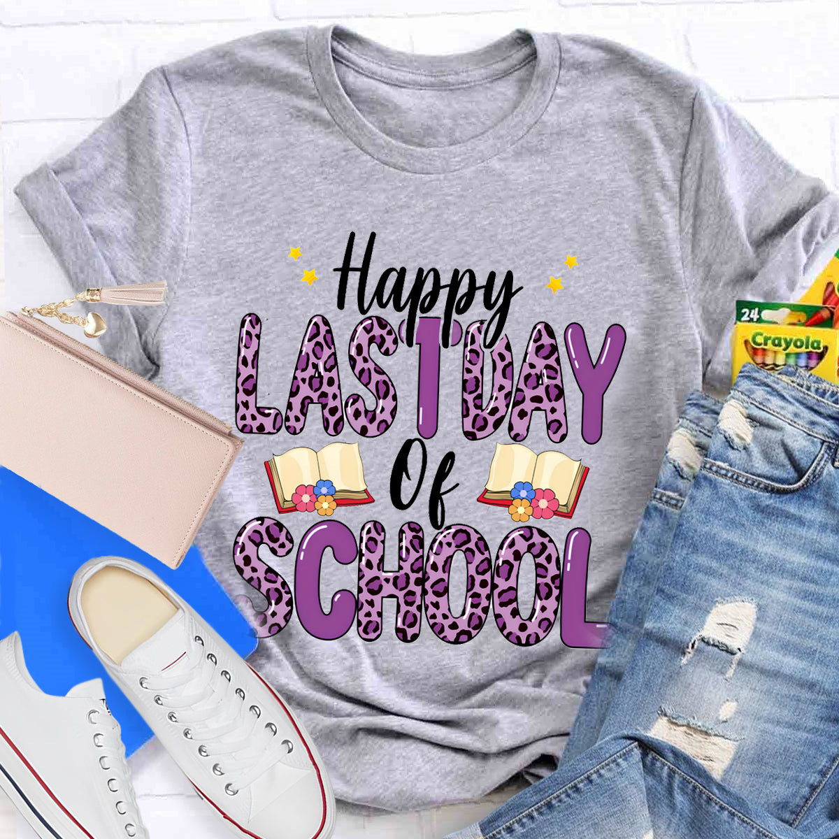 Happy Last Day Of School Purple Printed T-Shirt