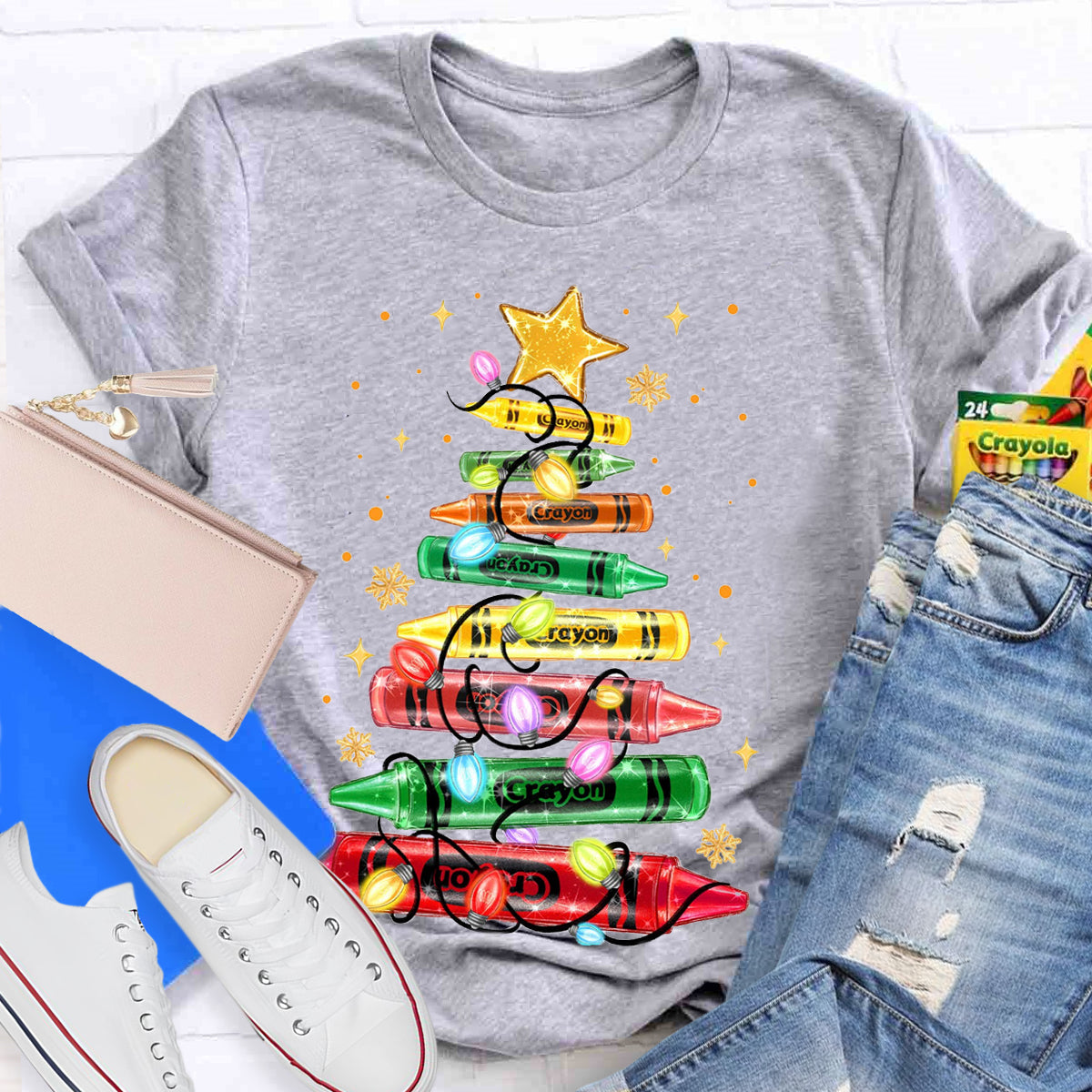 Christmas Crayon Tree  T-Shirt