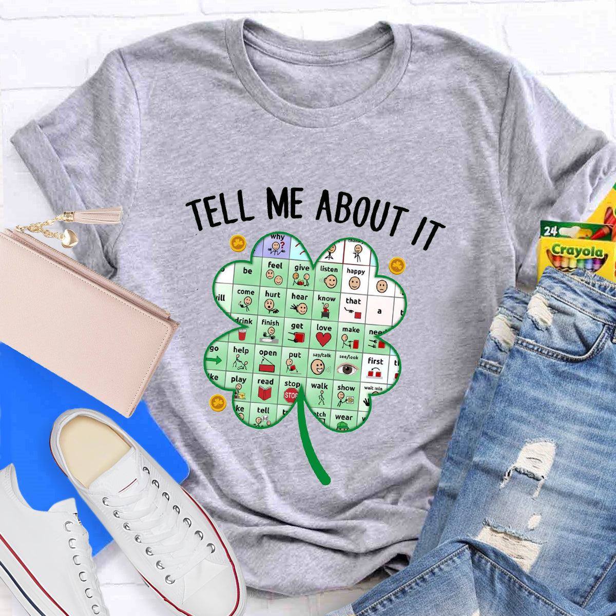 Tell Me About It Shamrock Teacher T-Shirt