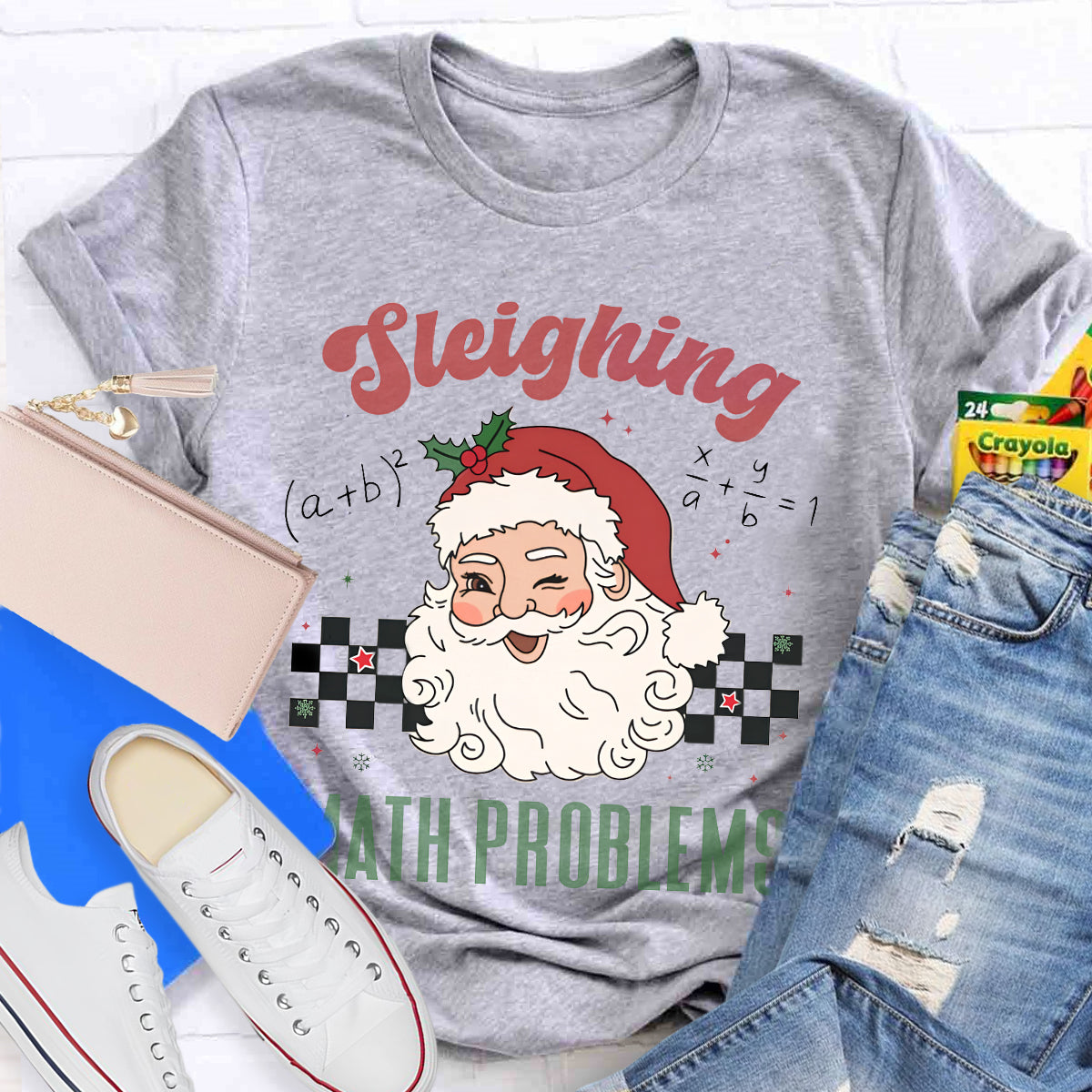 Sleighing Math Problems Math Teacher T-Shirt