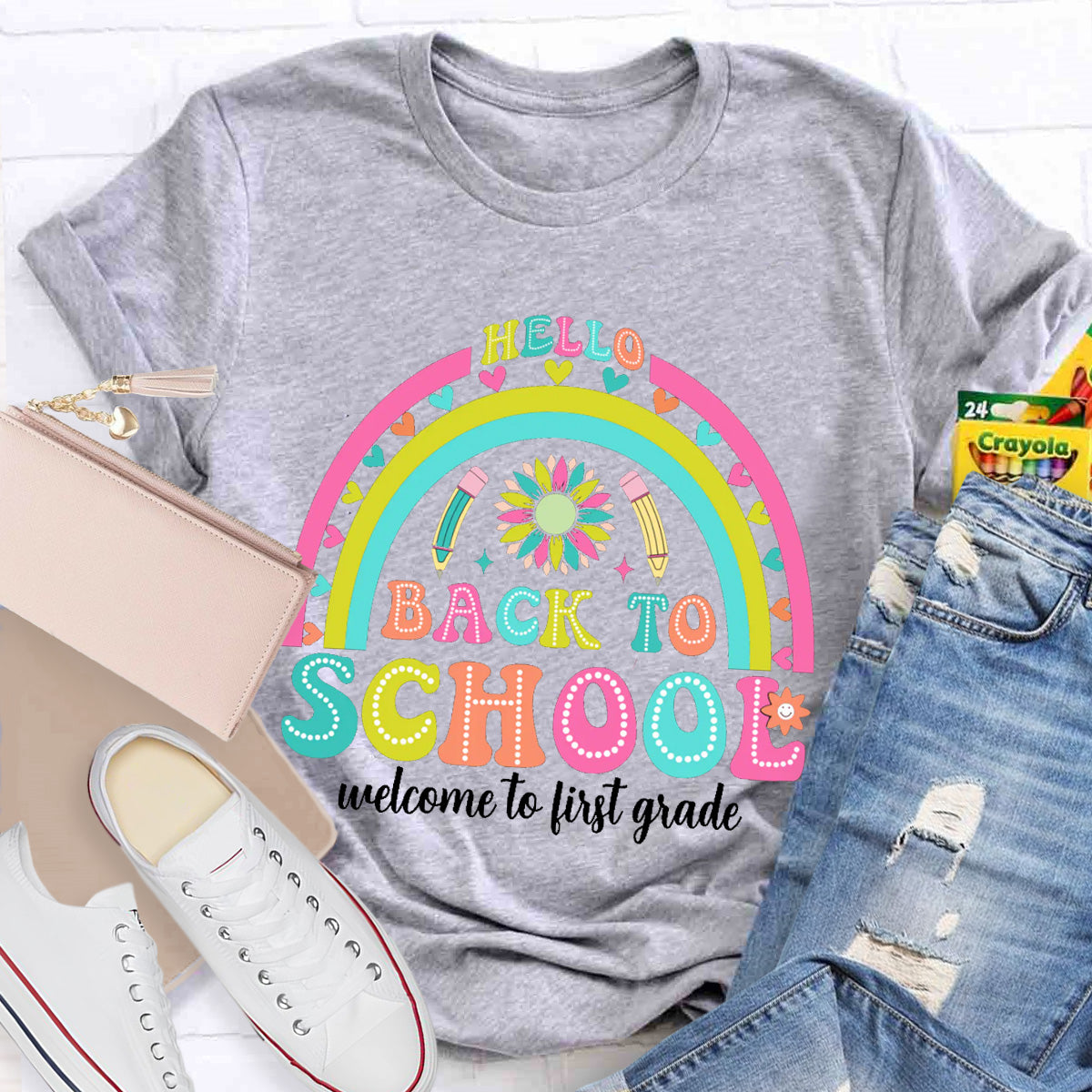 Personalized Grade Hello First Grade Back to school Teacher T-Shirt