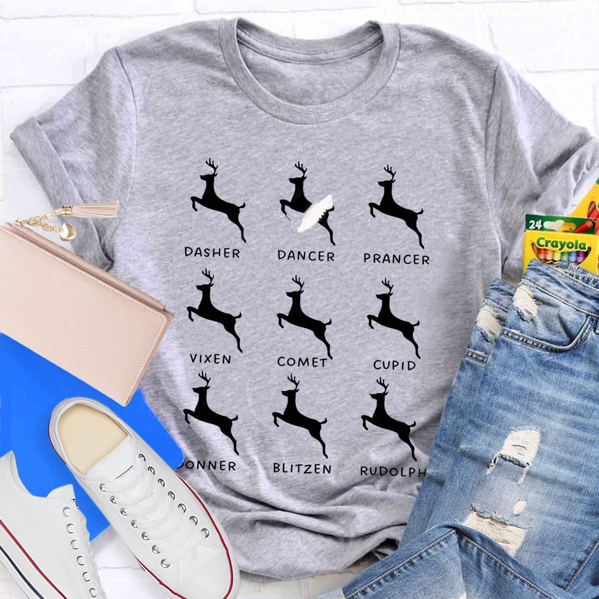 Dancing Reindeer Teacher T-Shirt