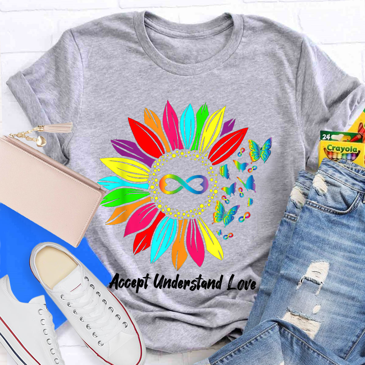 Accept Understand Love Colorful Sunflower T-Shirt