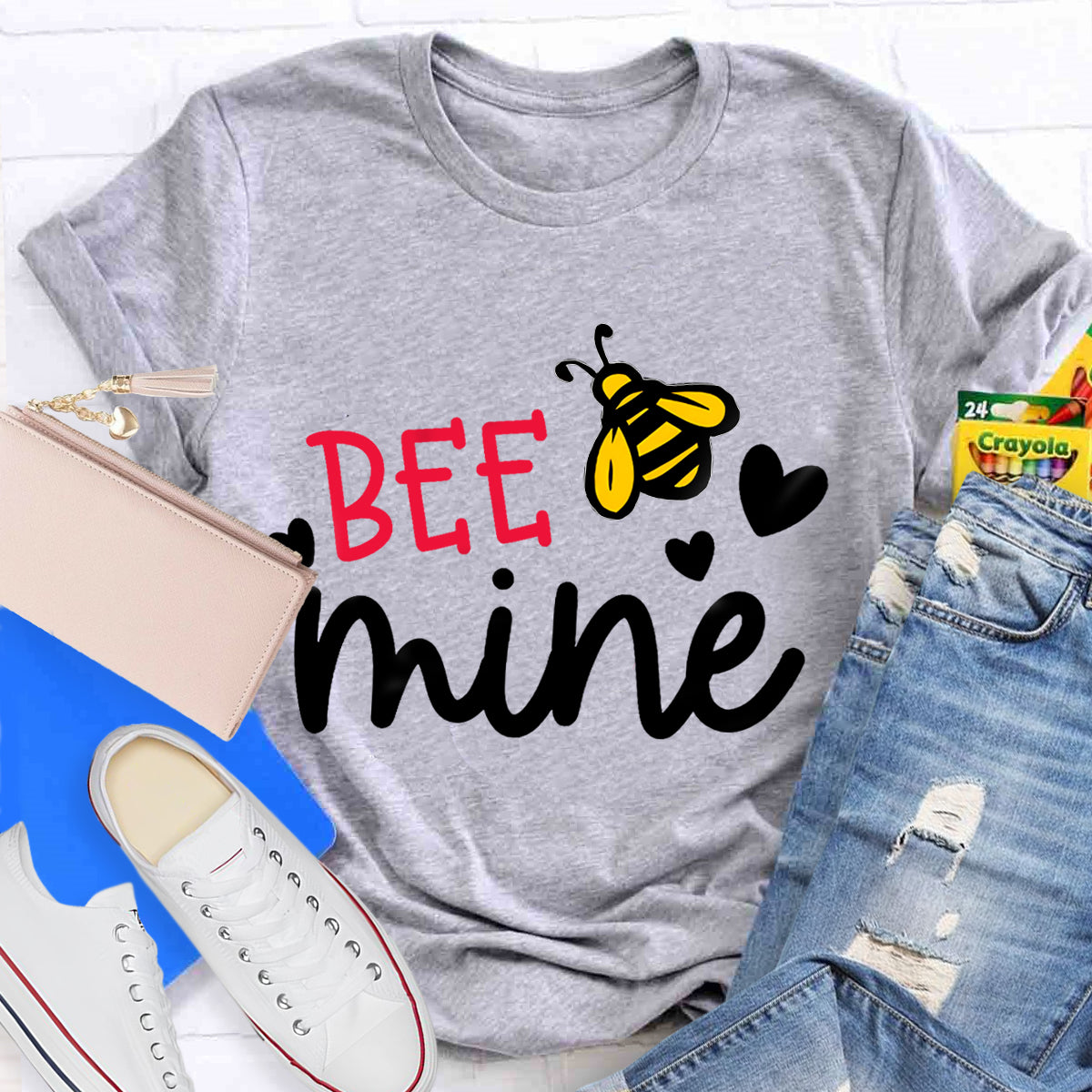 Be  Mine Heart Printed Teacher T-Shirt