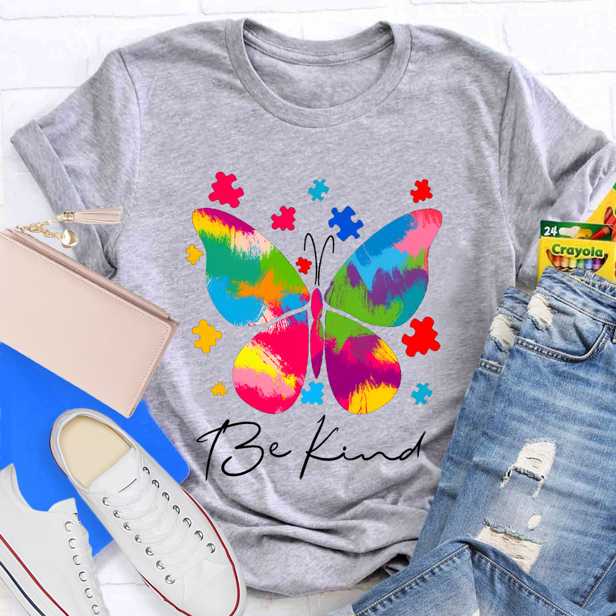 Be Kind Butterfly Teacher T-Shirt