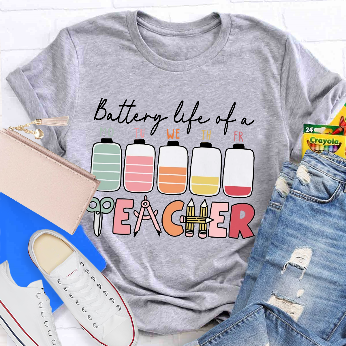 Battery Life Of A Teacher T-Shirt