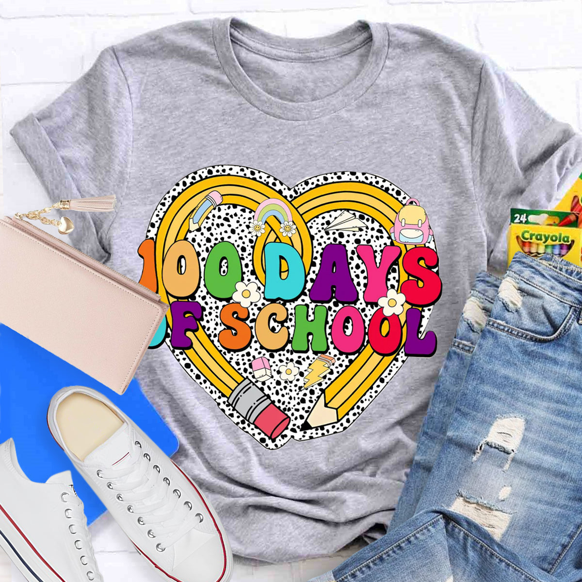 Happy 100 Days Of School Heart T-Shirt