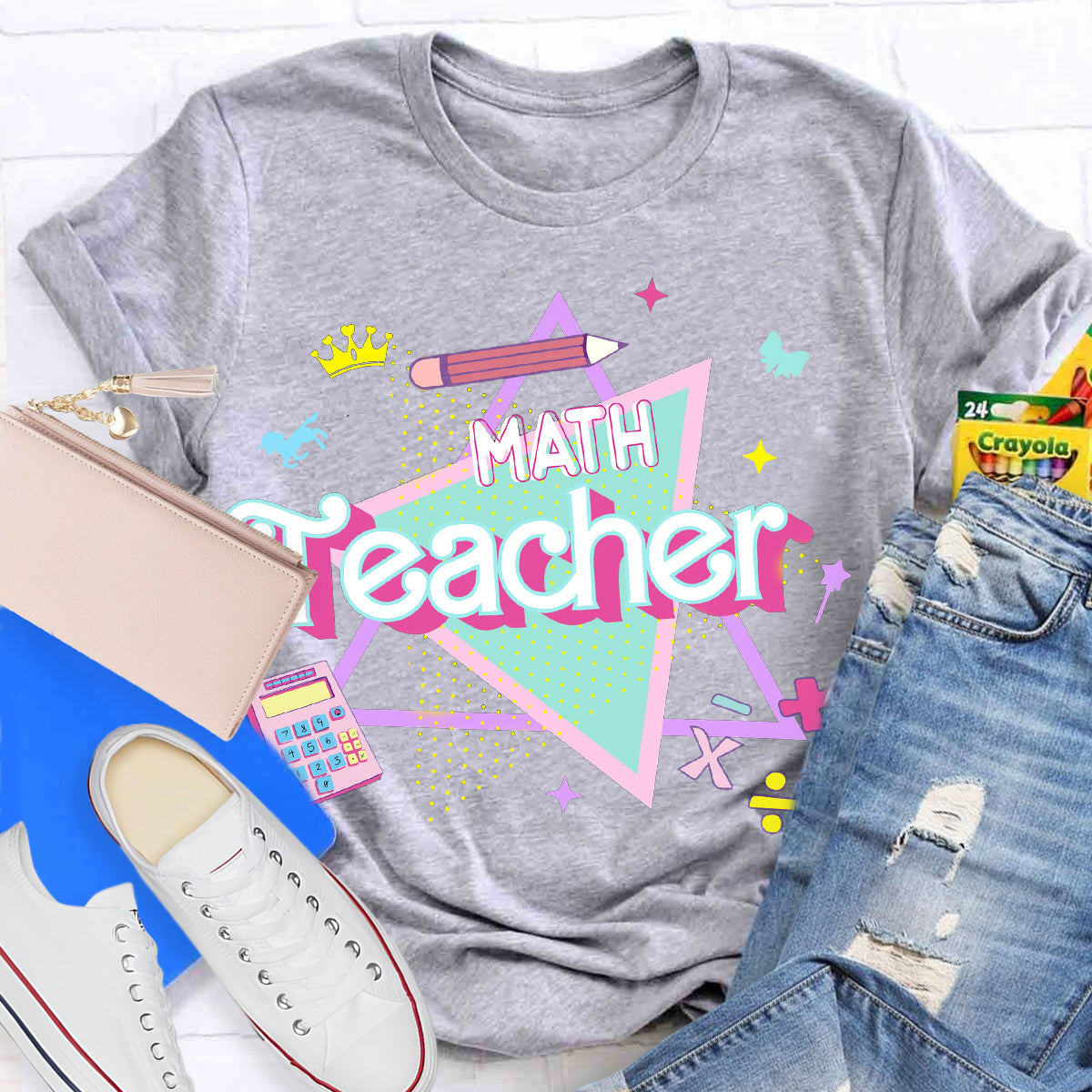 Overlapping Triangles Math Teacher T-Shirt