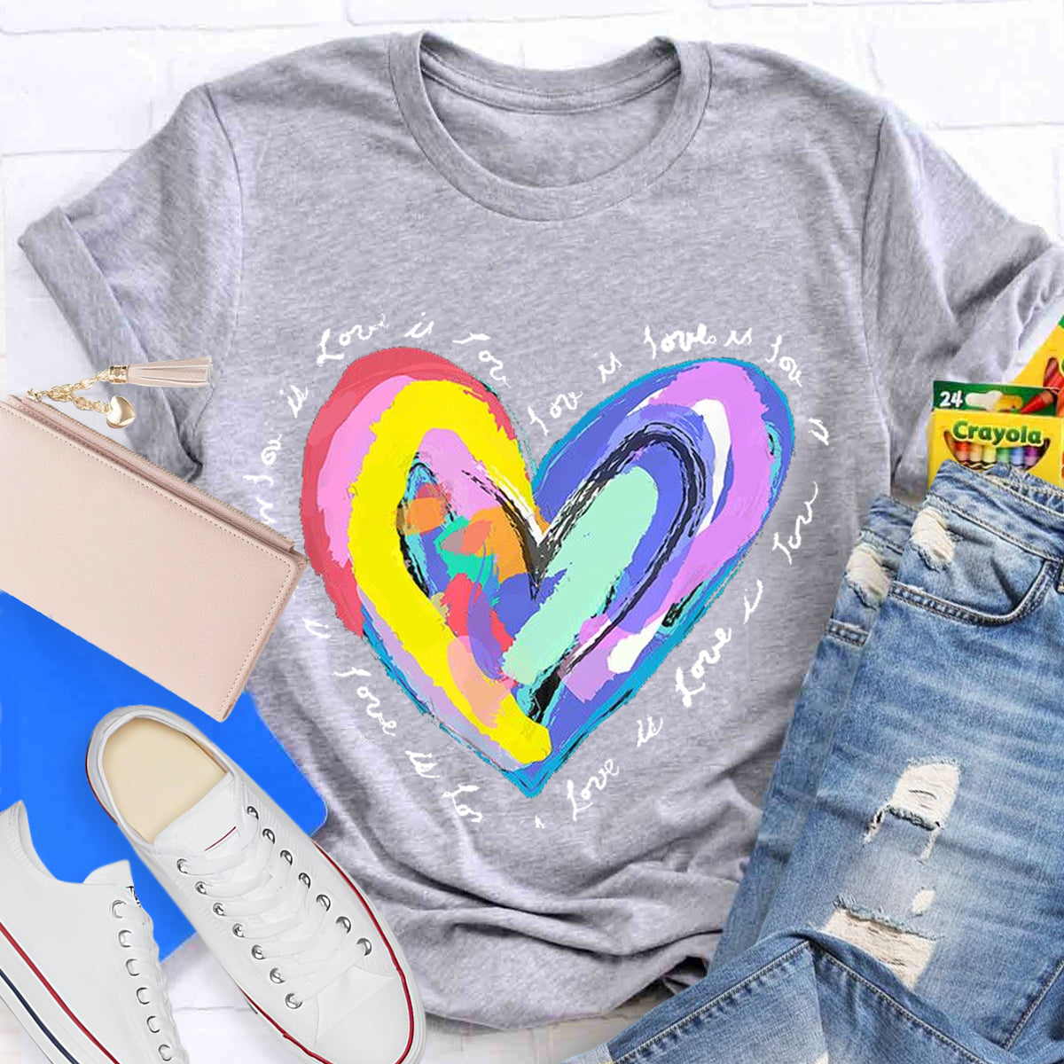 Art Design Colorful Heart Teacher T-Shirt