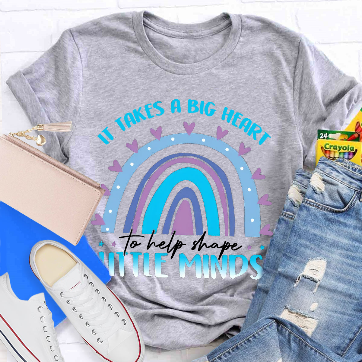 It Takes A Big Heart To Help Little Minds Rainbow T-Shirt