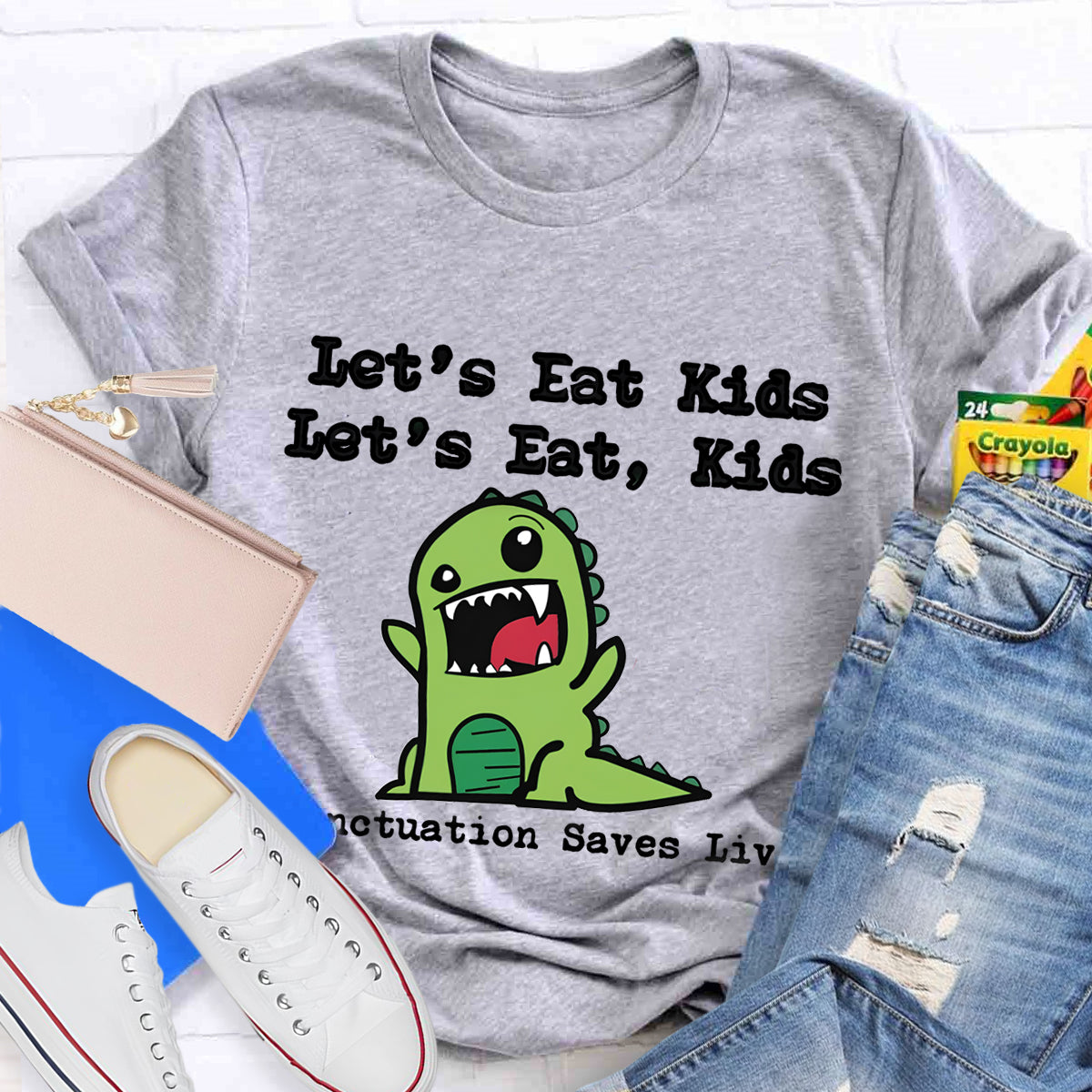 Let's Eat Kids Punctuation Saves Lives Grammar Teacher T-Shirt