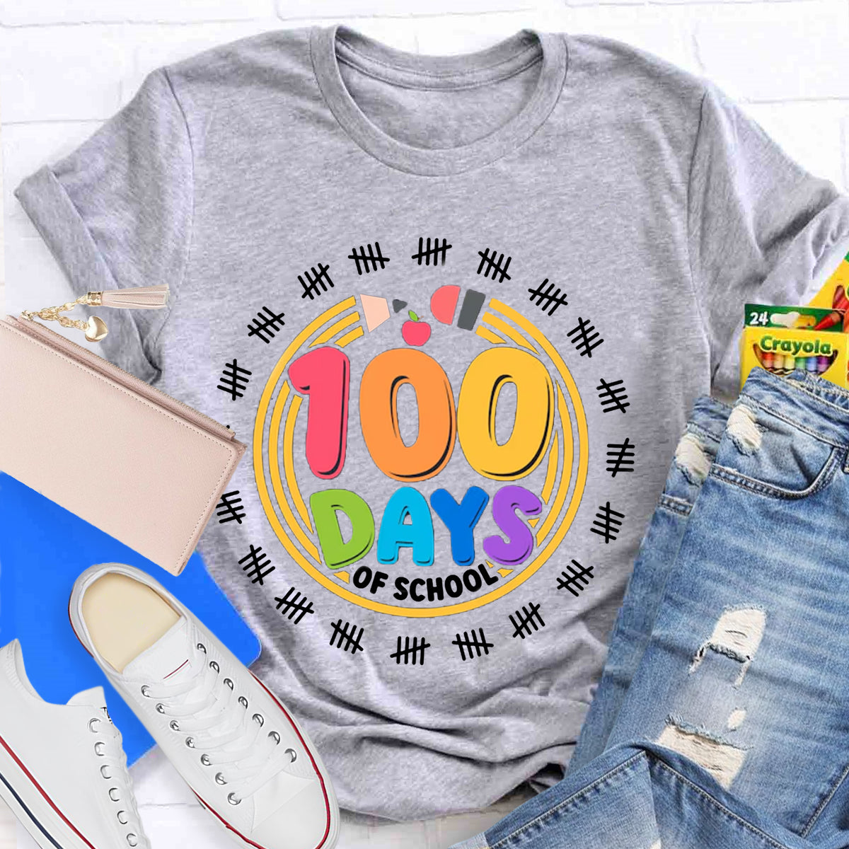 100 Days Of School Pencil Circle T-Shirt