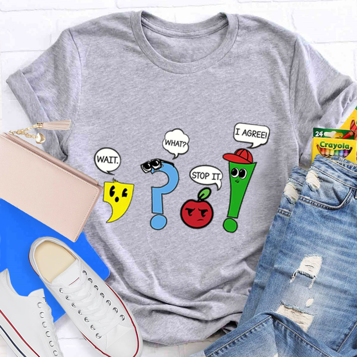 Wait What Stop It I Agree Funny Grammar Teacher T-Shirt