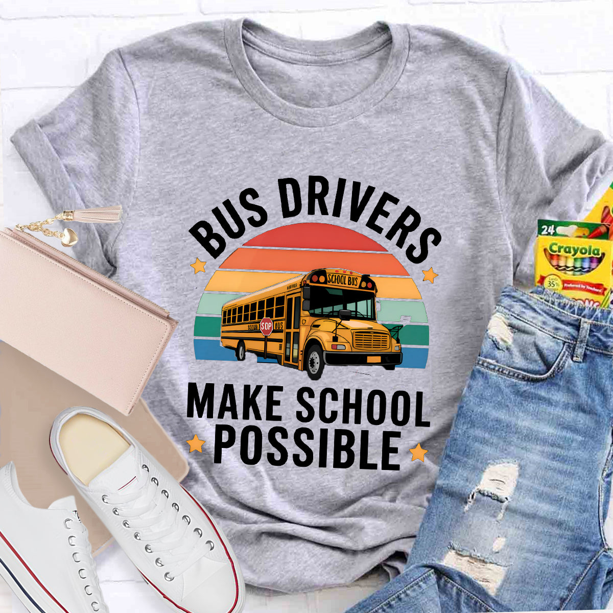 Bus Drivers Make School Possible Teacher T-Shirt