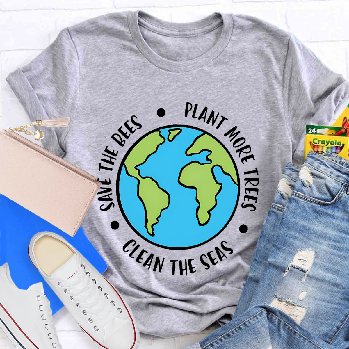 Plant More Trees Clean The Seas Save The Bees T-Shirt