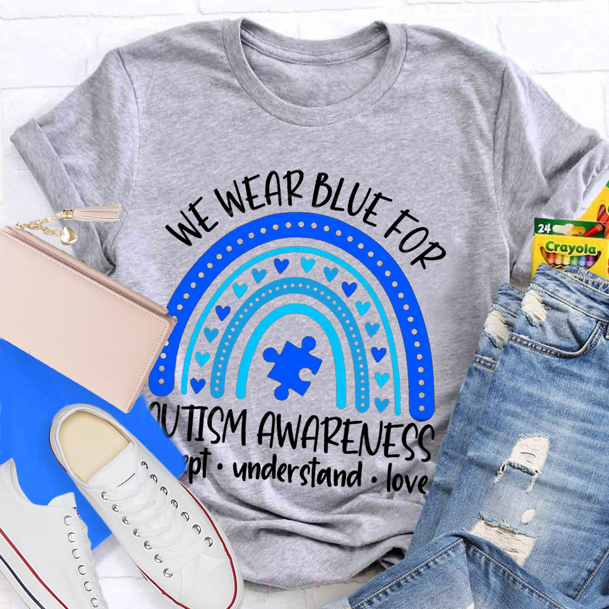 We Wear Blue for Autism Awareness Teacher T-Shirt