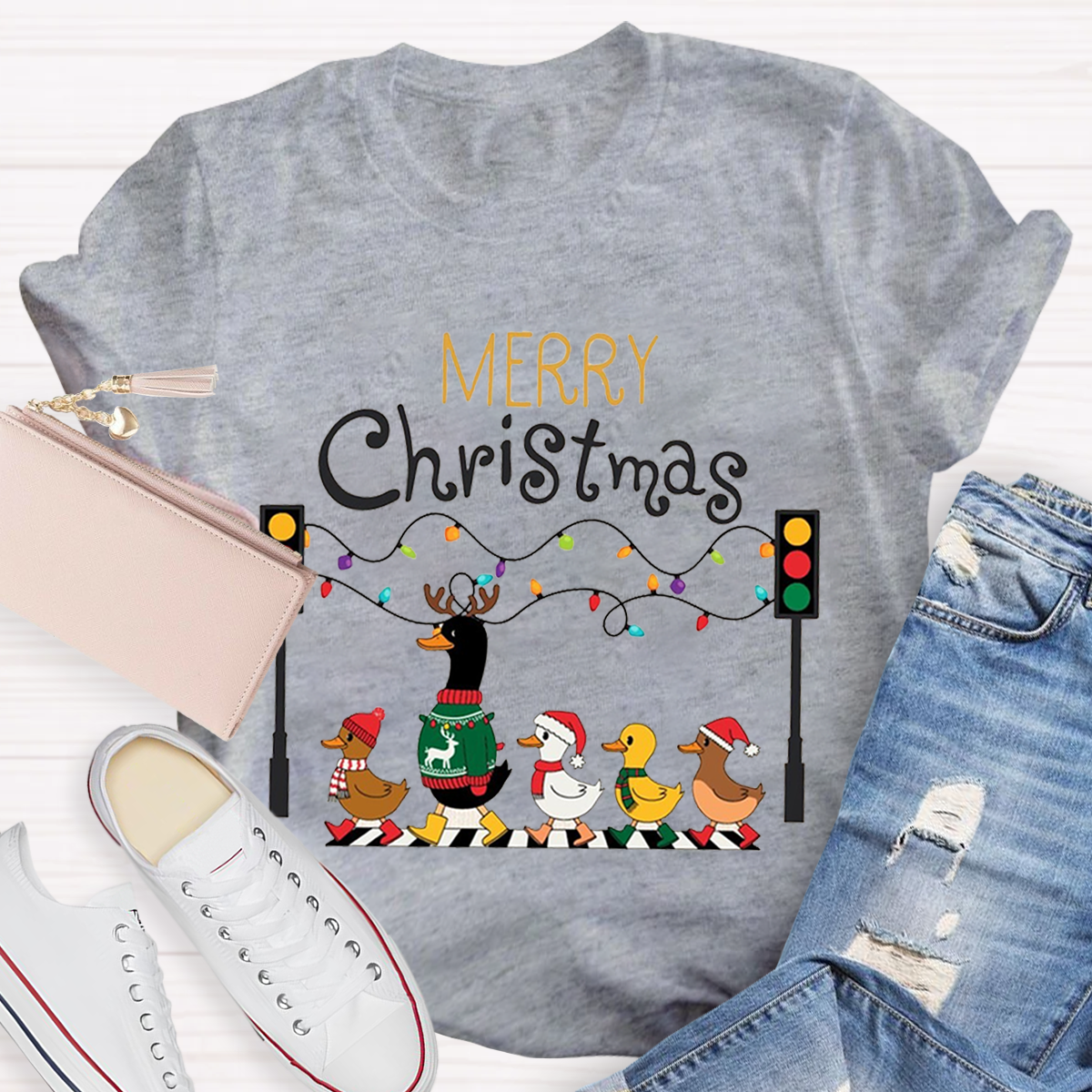 Merry Christmas Funny Duck Teacher T-Shirt