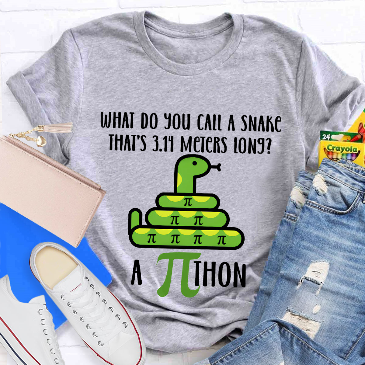 What Do You Call A Snake That'S 3.14 Meters Long Funny Pi Day T-Shirt