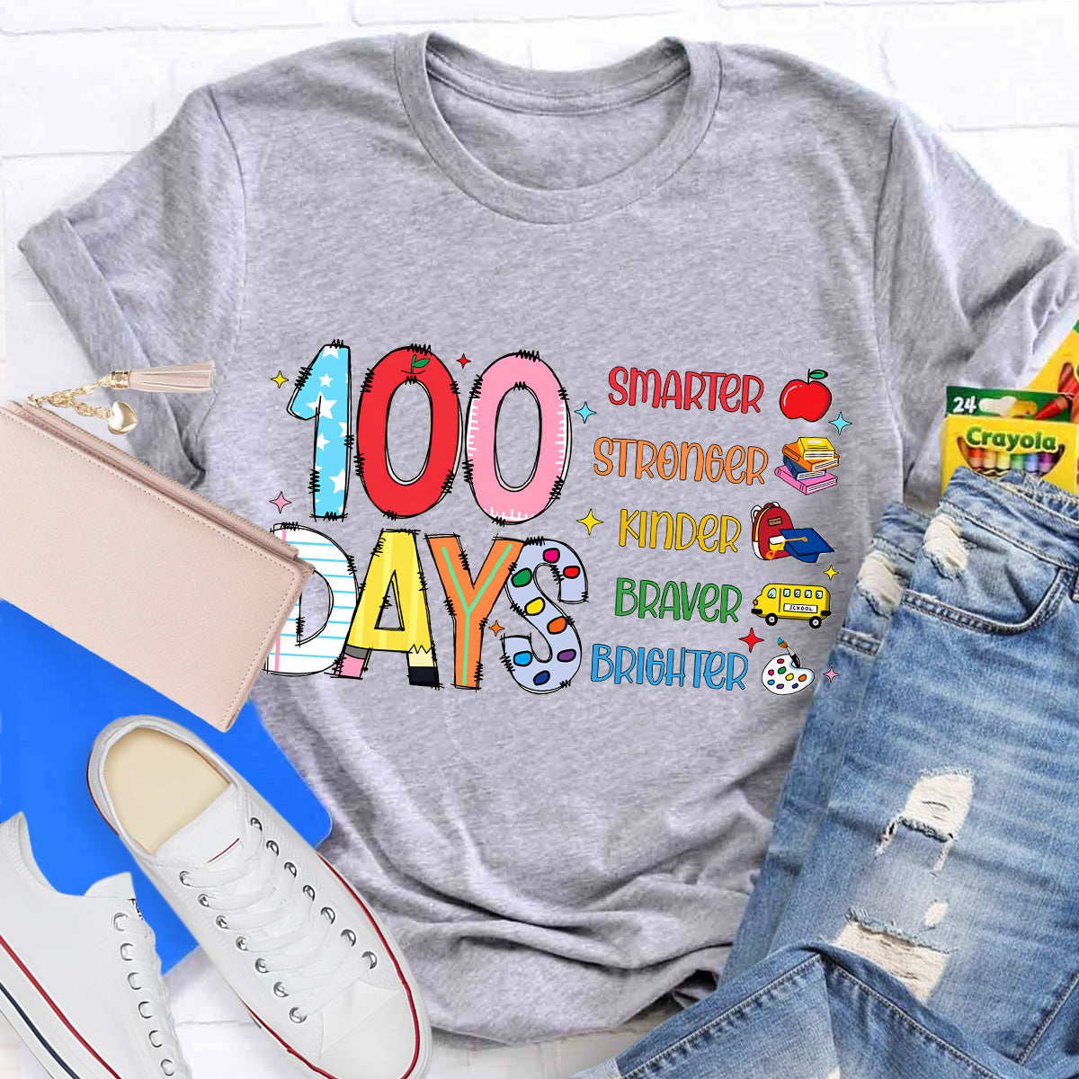 100 Days Smarter Brighter Teacher T-Shirt