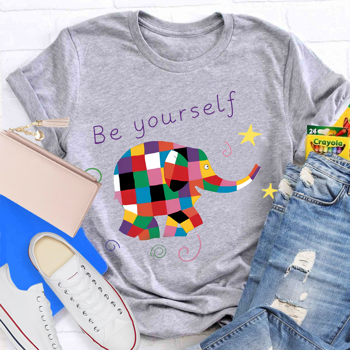 Be Yourself Rainbow Elephant T-Shirt