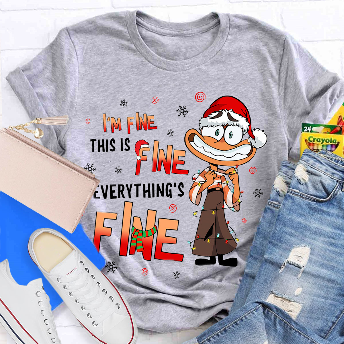 I'm Fine Everything Is Fine Christmas  Emotions T-Shirt