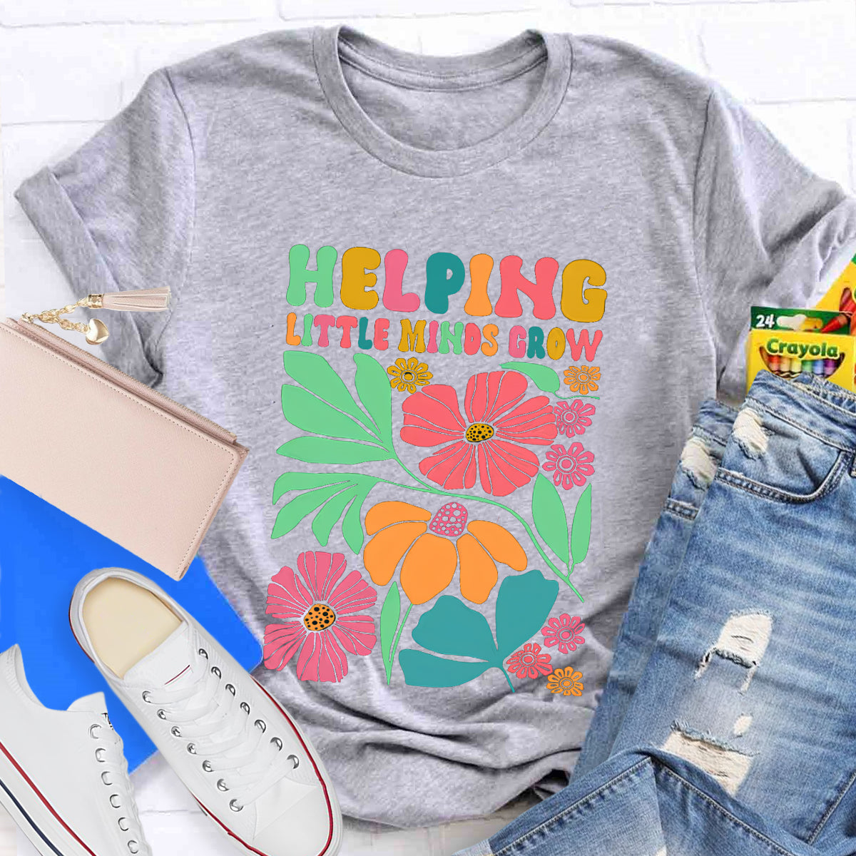 Floral Helping Little Minds Grow T-Shirt