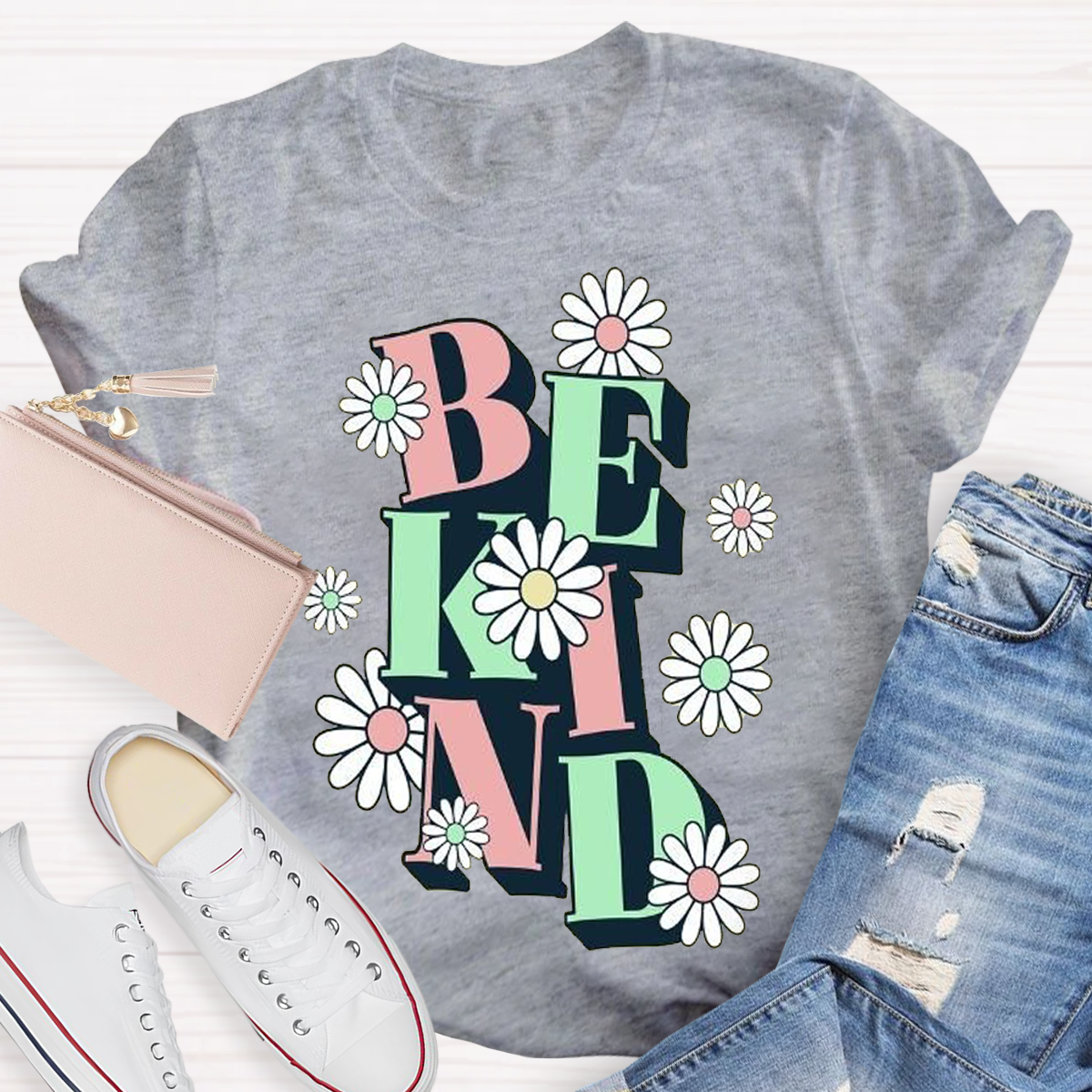 Be Kind Flower Design Teacher T-Shirt