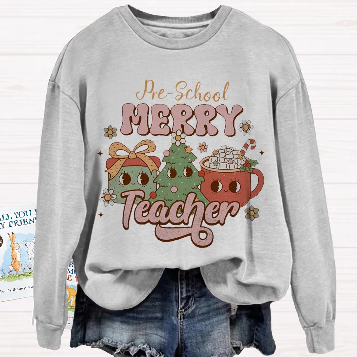 Personalized Grade Christmas Preschool Teacher Sweatshirt