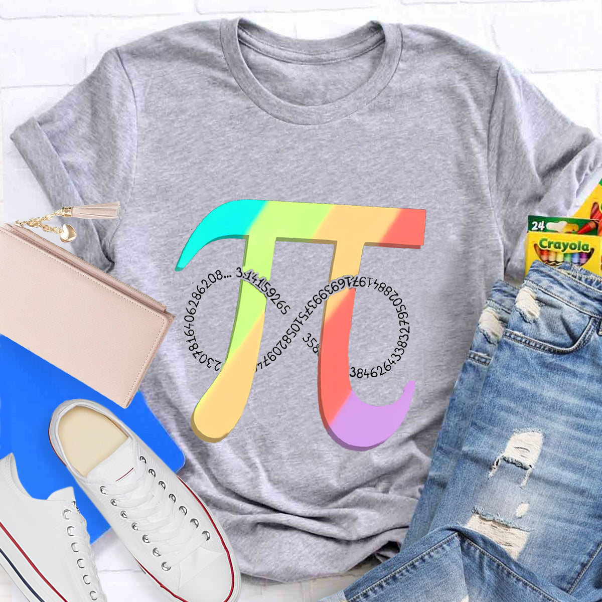 Colorful Pi Math Teacher Graphic T-Shirt