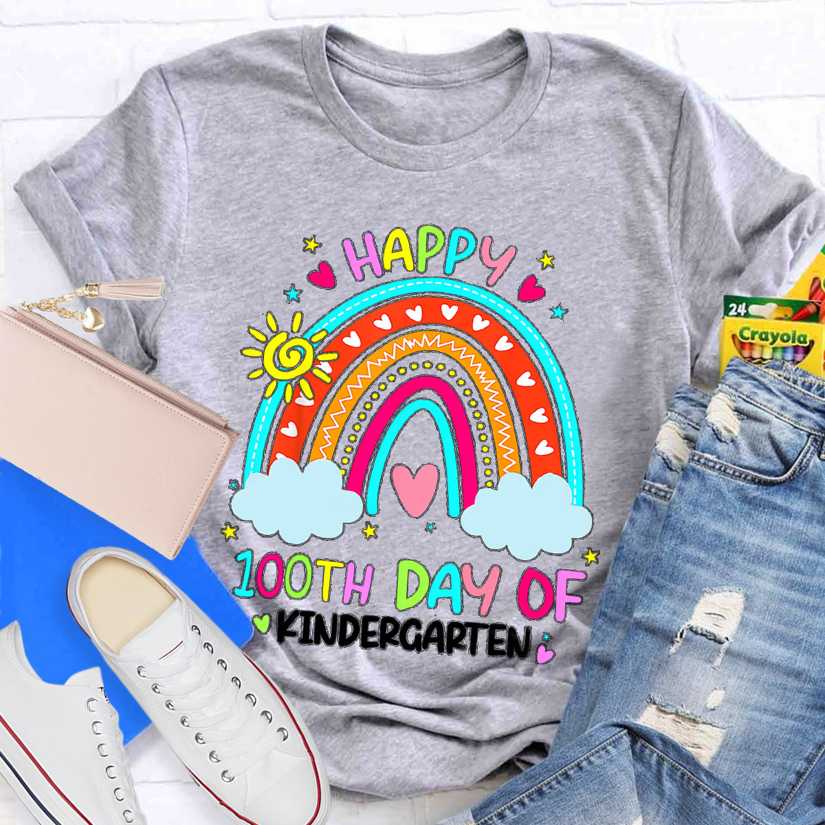 Personalized Grade Happy 100th Day Of Kindergarten Teacher T-Shirt