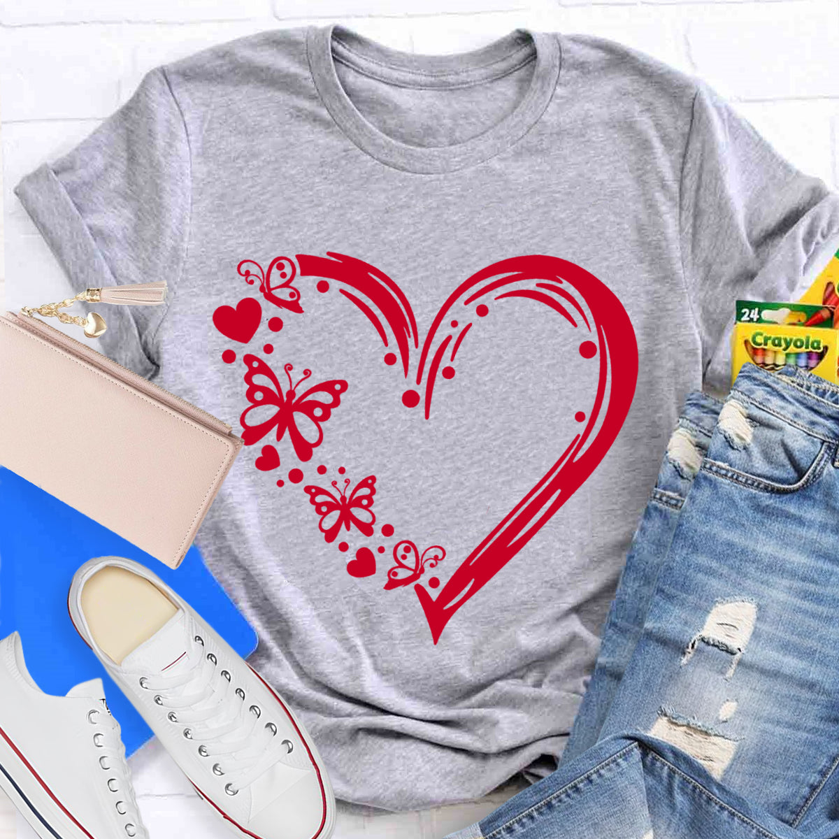 Valentine Heart with Butterfly T-Shirt