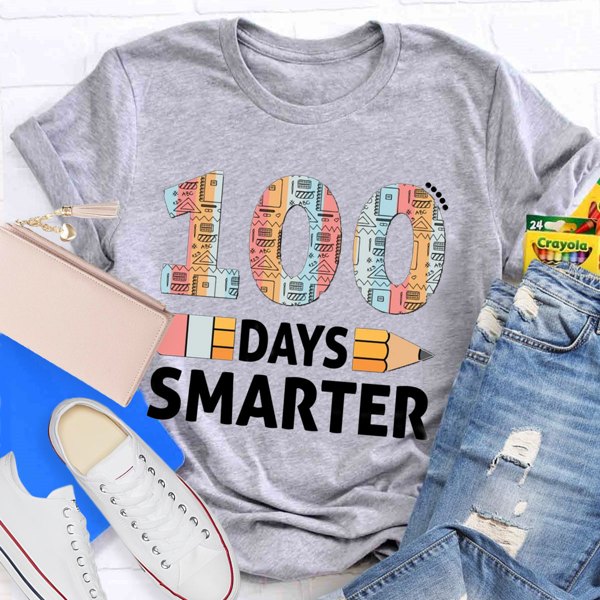 100 Days Smarter Pencil Teacher T-Shirt