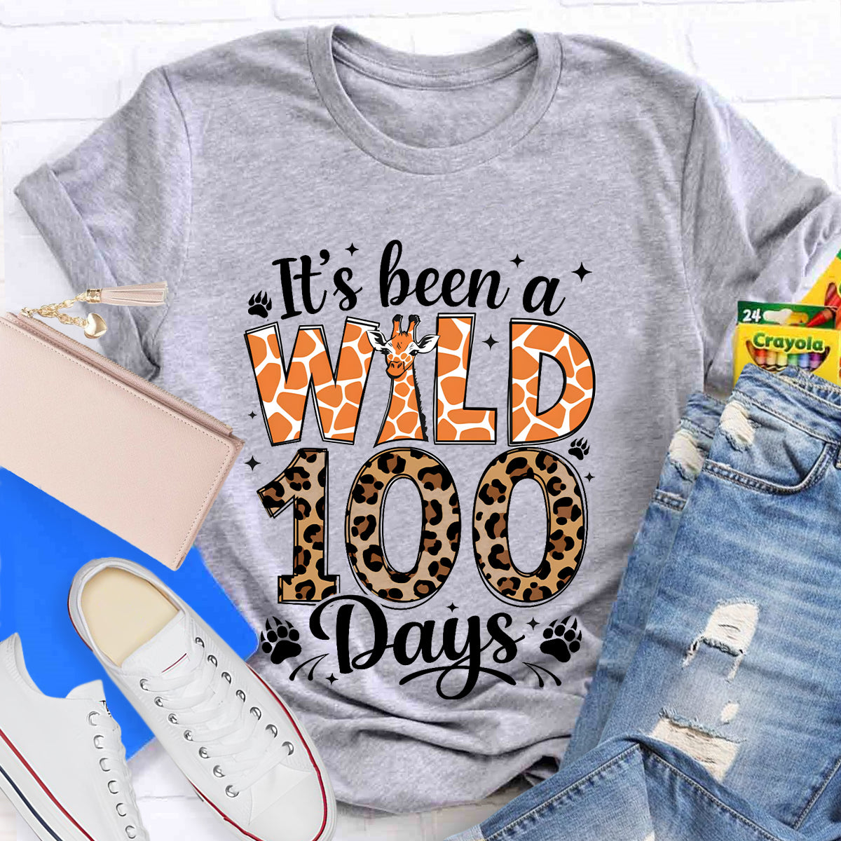 It's Been A Wild 100 Days Leopard Giraffe T-Shirt