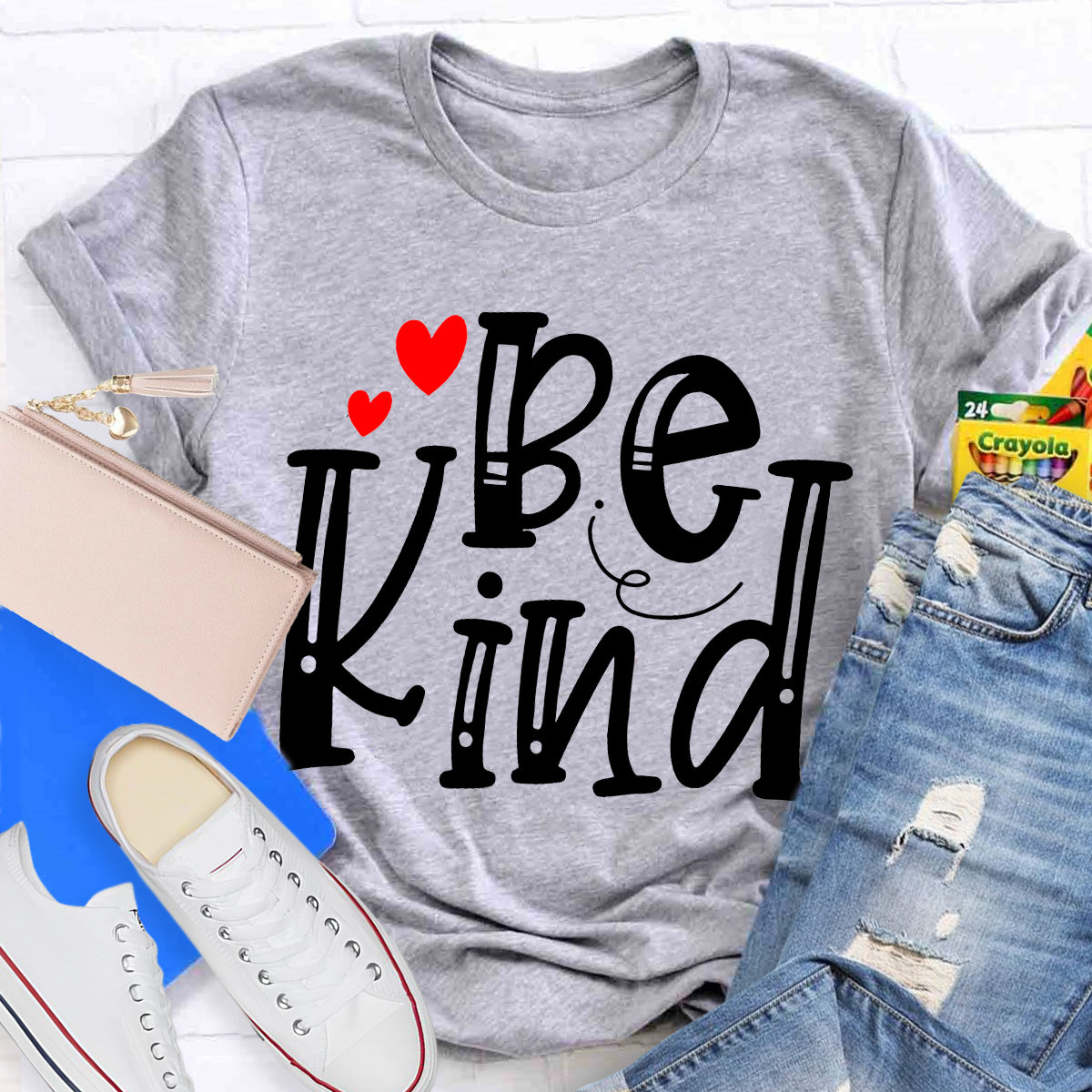 Be Kind Red Heart Teacher T-Shirt