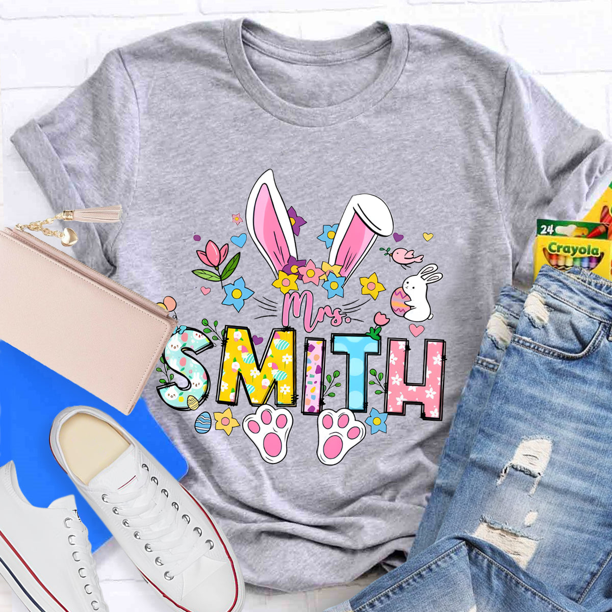 Personalized Easter Bunny Teacher T-Shirt