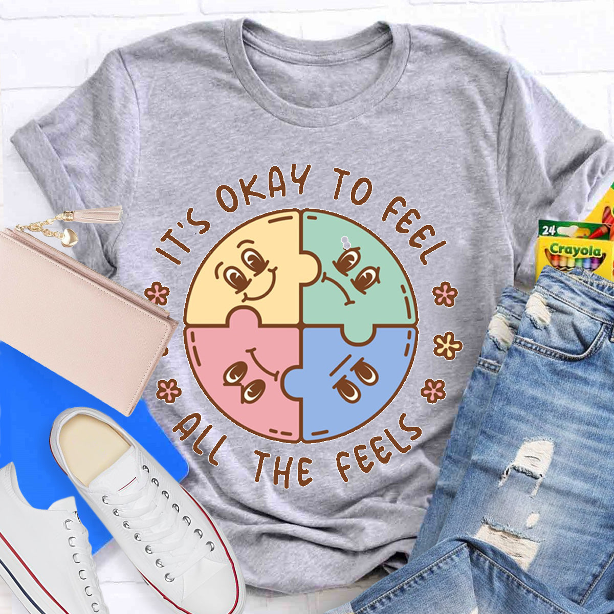 It's Okay To Feel All The Feels ABA Therapist Teacher T-Shirt