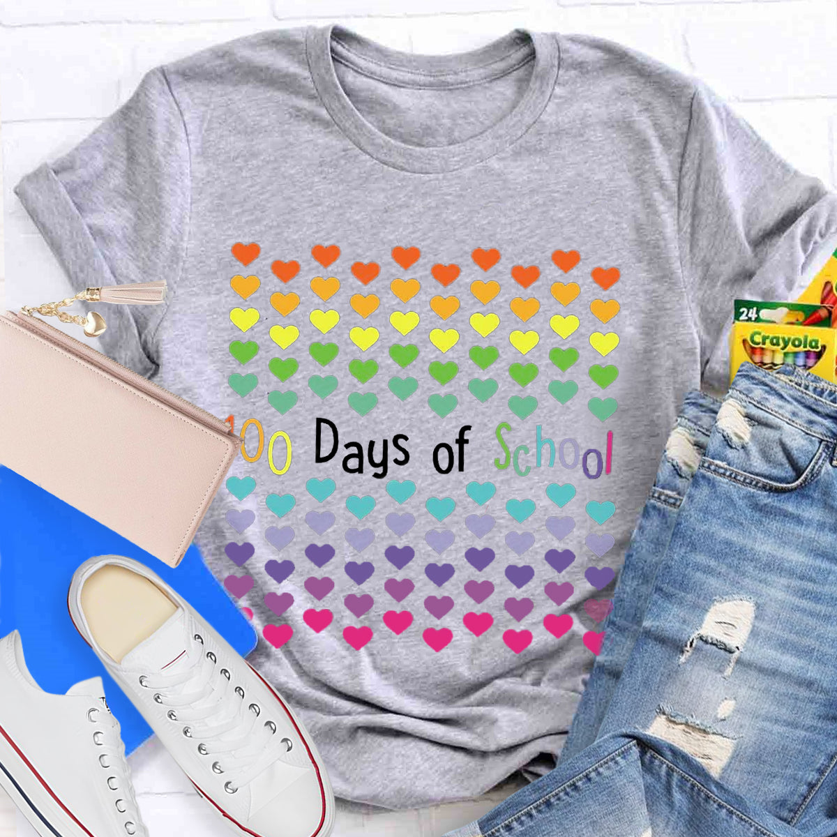 100 Days Of School Of Hearts T-Shirt