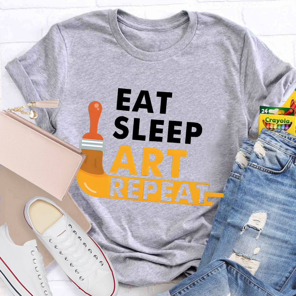 Eat Sleep Art Repeat Teacher T-Shirt