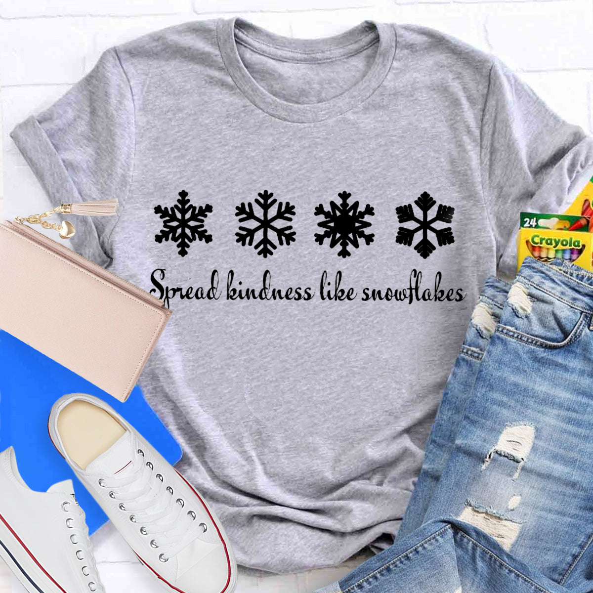 Spread Kindness Like Snowflakes Christmas Teacher T-Shirt