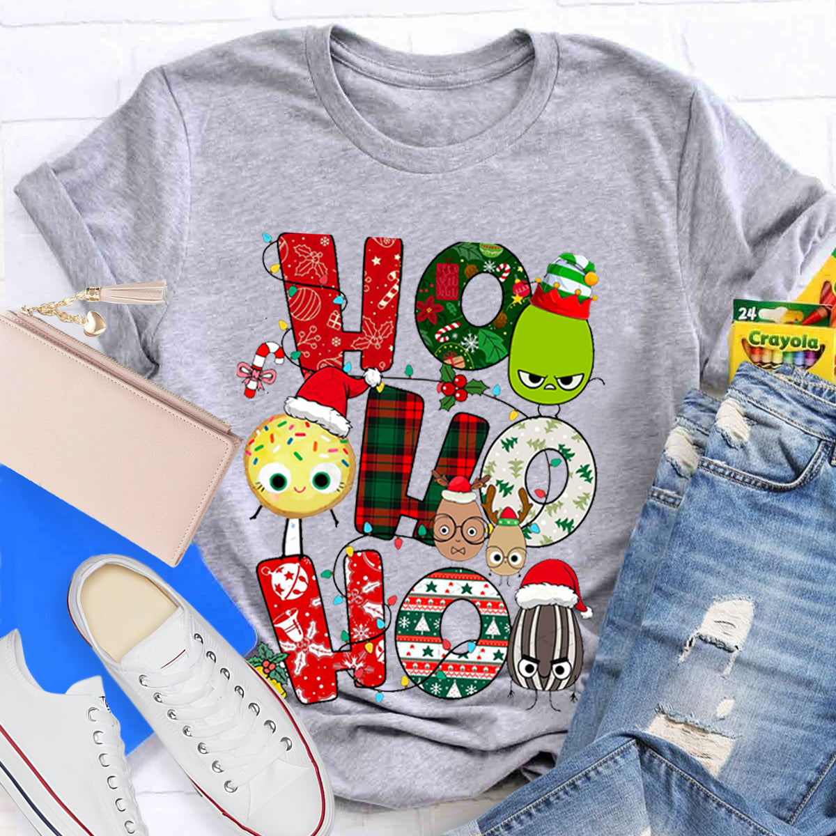 Children's Books Characters Ho Ho Ho Christmas Teacher T-Shirt