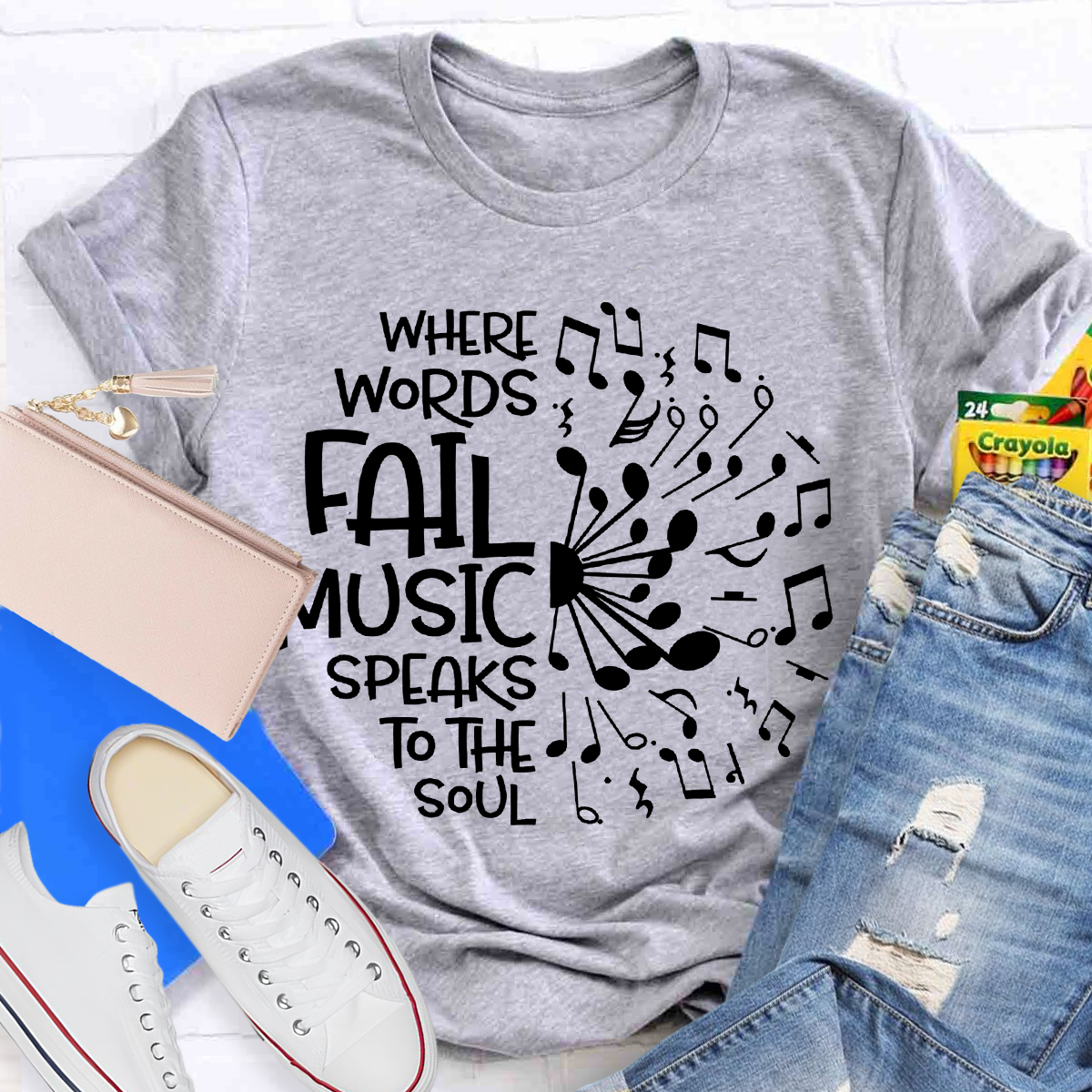 Where Words Fail Music Speaks To The Soul Teacher T-Shirt