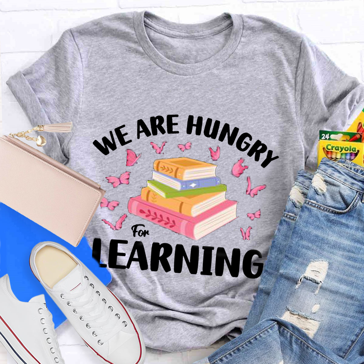 We Are Very Hungary For Learning Pink Butterfly T-Shirt