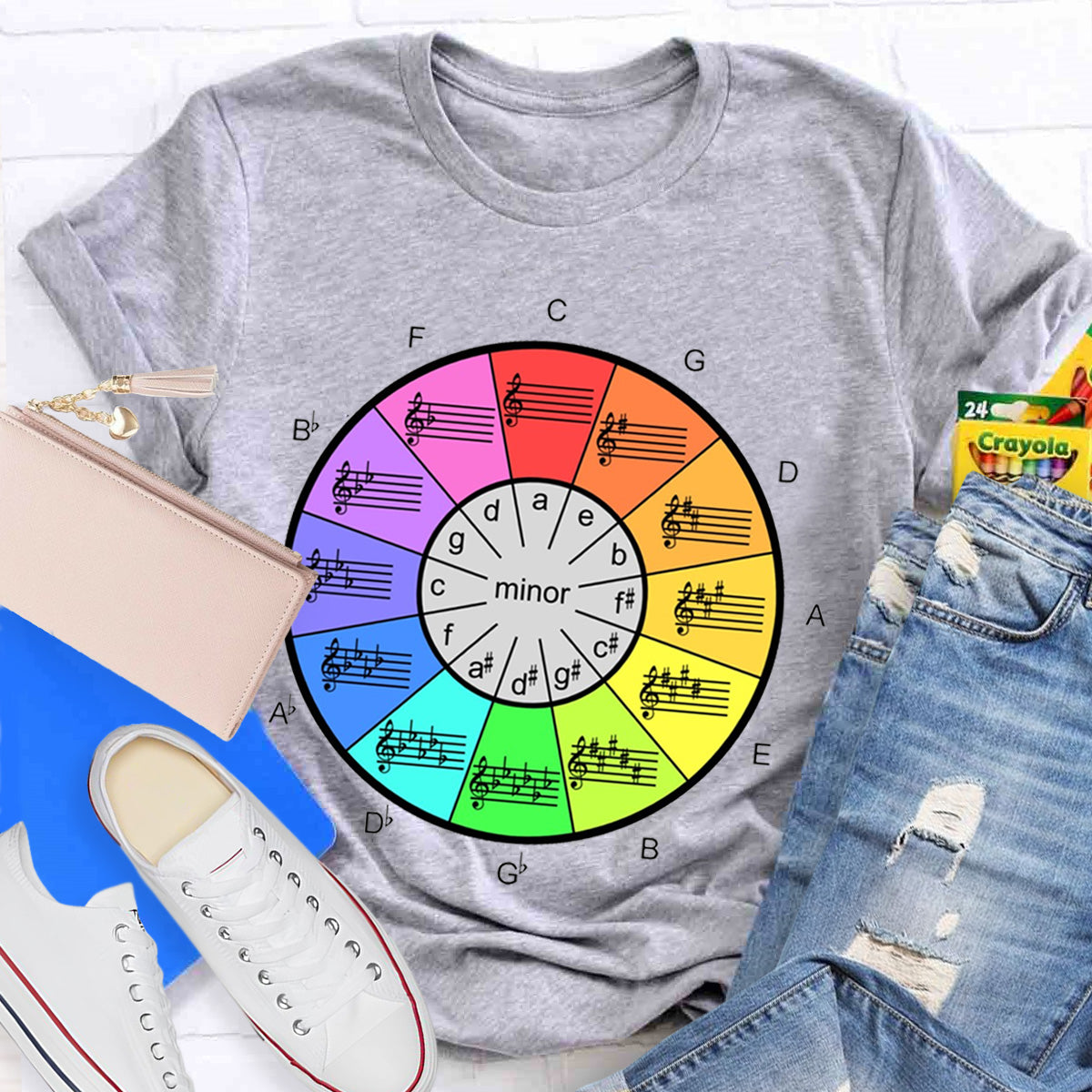 Circle Of Fifths Color Wheel For Music Artists Teacher T-Shirt